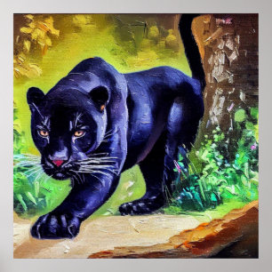Zwarte panther (8) Wilde kat Poster