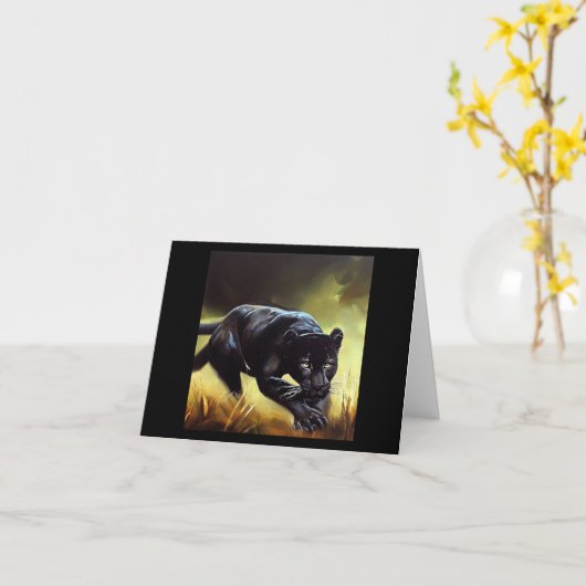 Zwarte Panther (9) Wilde kat Kaart (Gele Bloem)