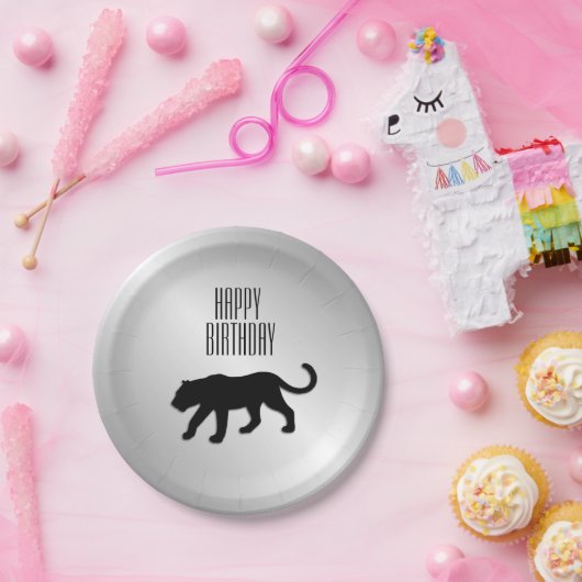 Zwarte Panther Custom Party Papieren Bordje (Feest)