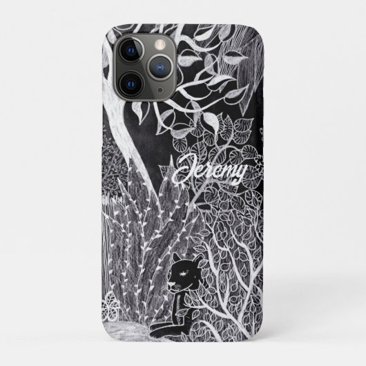 Zwarte panther in het oerwoud - potloodtekening Case-Mate iPhone case (Achterkant)