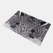 Zwarte panther in het oerwoud - potloodtekening deurmat (Schuin)