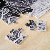 Zwarte panther in het oerwoud - potloodtekening legpuzzel (Zijkant)