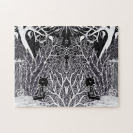 Zwarte panther in het oerwoud - potloodtekening legpuzzel