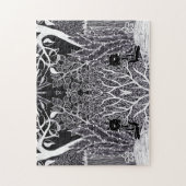 Zwarte panther in het oerwoud - potloodtekening legpuzzel (Verticaal)