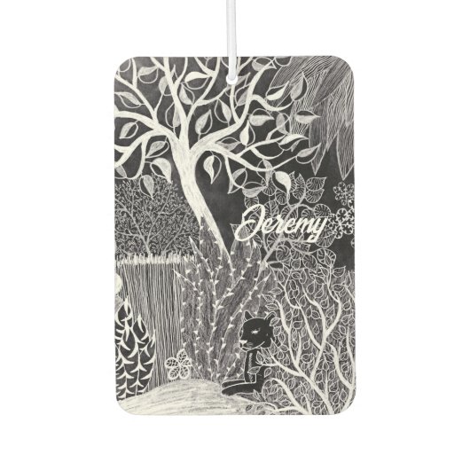 Zwarte panther in het oerwoud - potloodtekening luchtverfrisser (Voorkant)