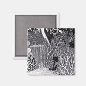 Zwarte panther in het oerwoud - potloodtekening magneet (Voorkant / Achterkant)