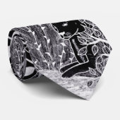 Zwarte panther in het oerwoud - potloodtekening stropdas (Opgerold)