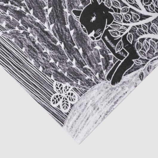 Zwarte panther in het oerwoud - potloodtekening tissuepapier (Detail)