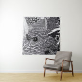 Zwarte panther in het oerwoud - potloodtekening wandkleed (In Situ (horizontaal))