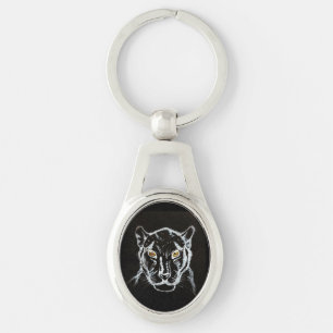 ZWARTE PANTHER KETTING SLEUTELHANGER