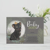 Zwarte Panther Prince Baby shower Uitnodiging (Staand voorkant)