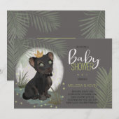 Zwarte Panther Prince Baby shower Uitnodiging (Voorkant / Achterkant)
