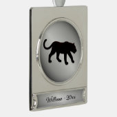 Zwarte Panther Silver Naam en Jaar Verzilverd Banner Ornament (Rechts)