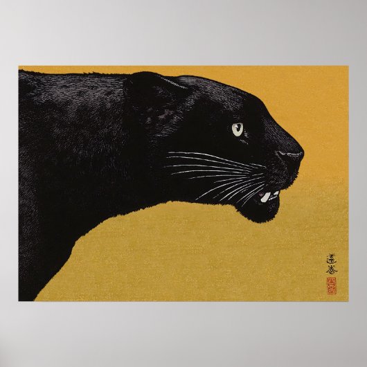 Zwarte panther van Toshi Yoshida Poster (Voorkant)