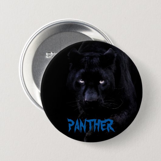 Zwarte PantherButton Ronde Button 7,6 Cm (Voorkant /achterkant)