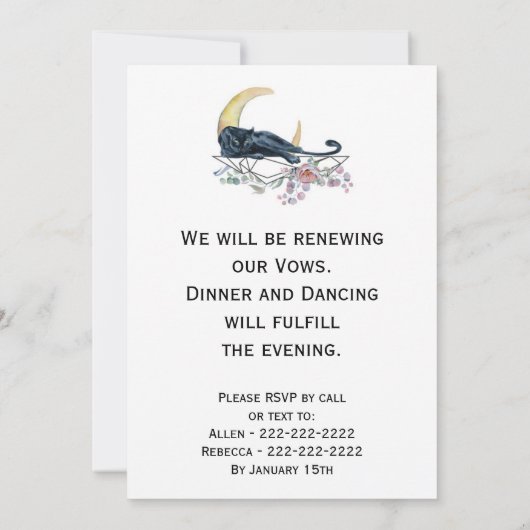 Zwarte Panthercactus Waterverf Succulent Kaart (Achterkant)