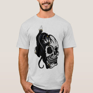 Zwarte panthere tattoo crane tete de dood old scho t-shirt