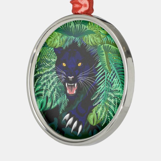 Zwarte Panthergeest van het Oerwoud Metalen Ornament (Links)