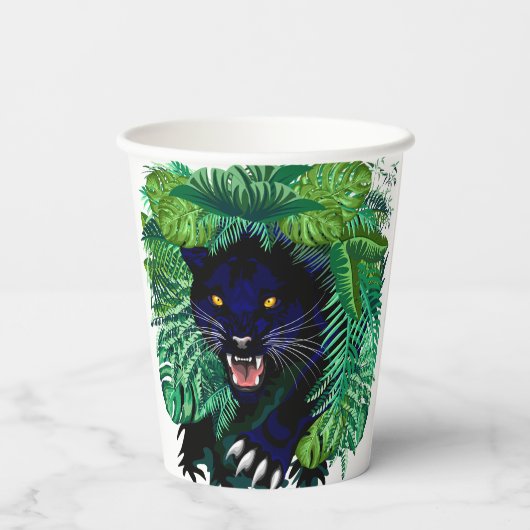 Zwarte Panthergeest van het Oerwoud Papieren Bekers (Achterkant)