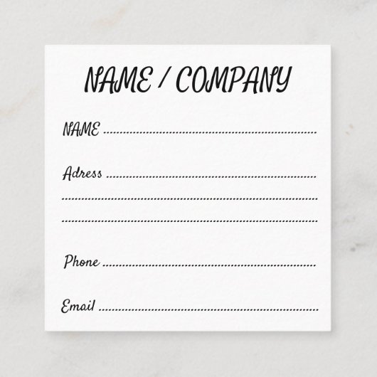 Zwarte Panthergeest van het Oerwoud Vierkante Visitekaartje (Achterkant)