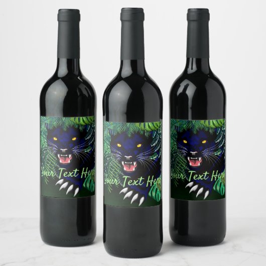 Zwarte Panthergeest van het Oerwoud Wijn Etiket (Flessen)