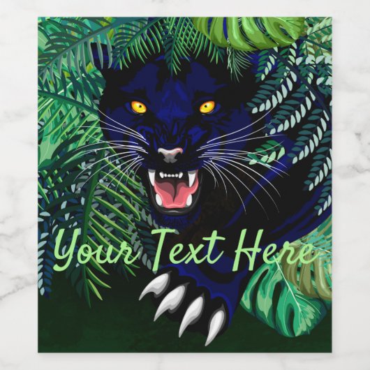 Zwarte Panthergeest van het Oerwoud Wijn Etiket (Enkel label)