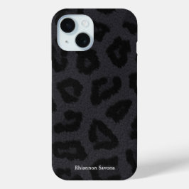 Zwarte Pantherkleuringang met naam iPhone 15 Case