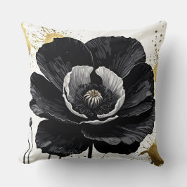 Zwarte papaver met goudspetter kussen