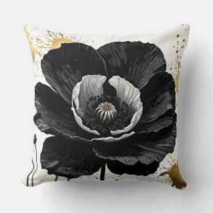 Zwarte papaver met goudspetter kussen