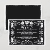 Zwarte papel picado-liefdesgegevens over het huwel informatiekaartje (Voorkant / Achterkant)