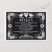 Zwarte papel picado-liefdesgegevens over het huwel informatiekaartje (Voorkant)