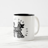 Zwarte Papercut Dog Chinese Zodiac Birthday Mok (Voorkant rechts)