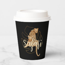 Zwarte papieren kopjes van de luipaard safari bekers