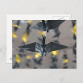 Zwarte papieren kranen briefkaart (Voorkant / Achterkant)