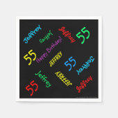 Zwarte papieren servetten, 55e verjaardag partij n servetten (Voorkant)