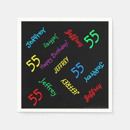Zwarte papieren servetten, 55e verjaardag partij n servetten (Voorkant)
