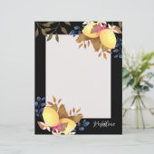 Zwarte papieren vel met citroen chic monogram (Staand voorkant)