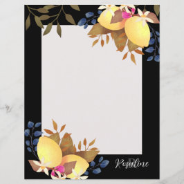 Zwarte papieren vel met citroen chic monogram