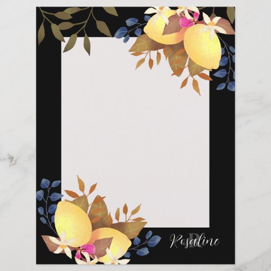 Zwarte papieren vel met citroen chic monogram (Voorkant)