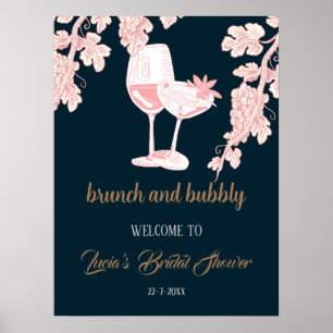 Zwarte Parel Champagne Retro Bruiloft Feestelijke Poster