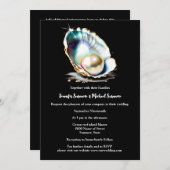 Zwarte parel in zeeschelp elegant strand eiland ch kaart (Voorkant / Achterkant)