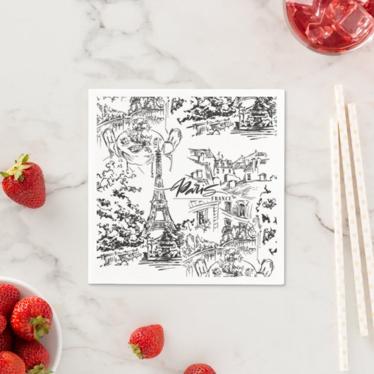 Zwarte Parijs Eiffeltoren Toile Servet (Insitu)