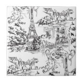 Zwarte Parijs Eiffeltoren Toile Tegeltje (Voorkant)