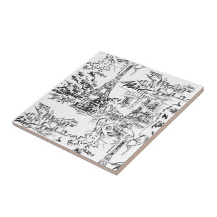 Zwarte Parijs Eiffeltoren Toile Tegeltje