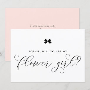 Zwarte Parijse Strik Wil Je Mijn Bloemenmeisje Zij Kaart