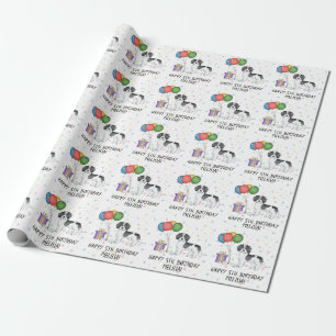 Zwarte Parti-Kleur Mini Goldendoodle Hond Verjaard Cadeaupapier