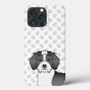 Zwarte Parti-kleur Mini Goldendoodle Mopshoofd Case-Mate iPhone Case