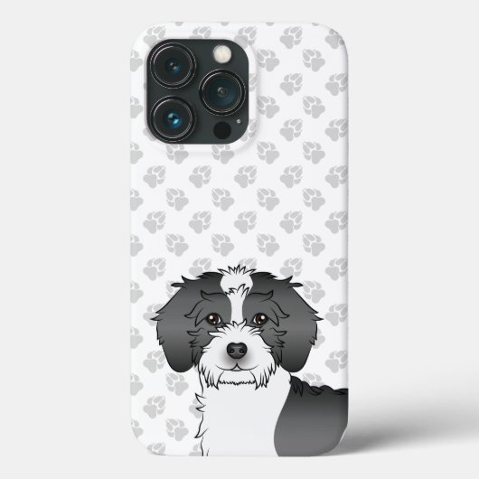 Zwarte Parti-kleur Mini Goldendoodle Mopshoofd Case-Mate iPhone Case (Achterkant)