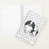 Zwarte Parti-Kleur Pomeranian Hond & Aangepaste Te Planner (Display)