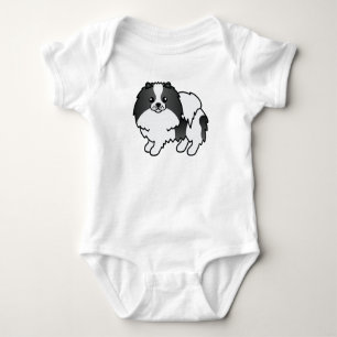 Zwarte Parti-kleur Pomeranian Lieve Cartoon Hond Romper